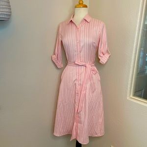 Everly striped pink button down dress